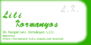 lili kormanyos business card